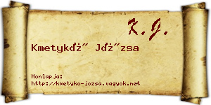 Kmetykó Józsa névjegykártya